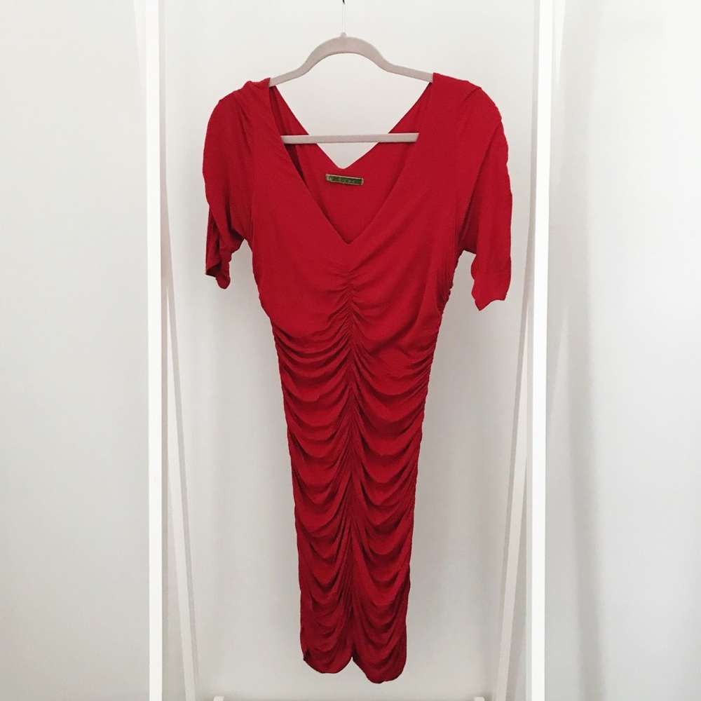 Sexy Ruched Dress With Three-Quarter Sleeves